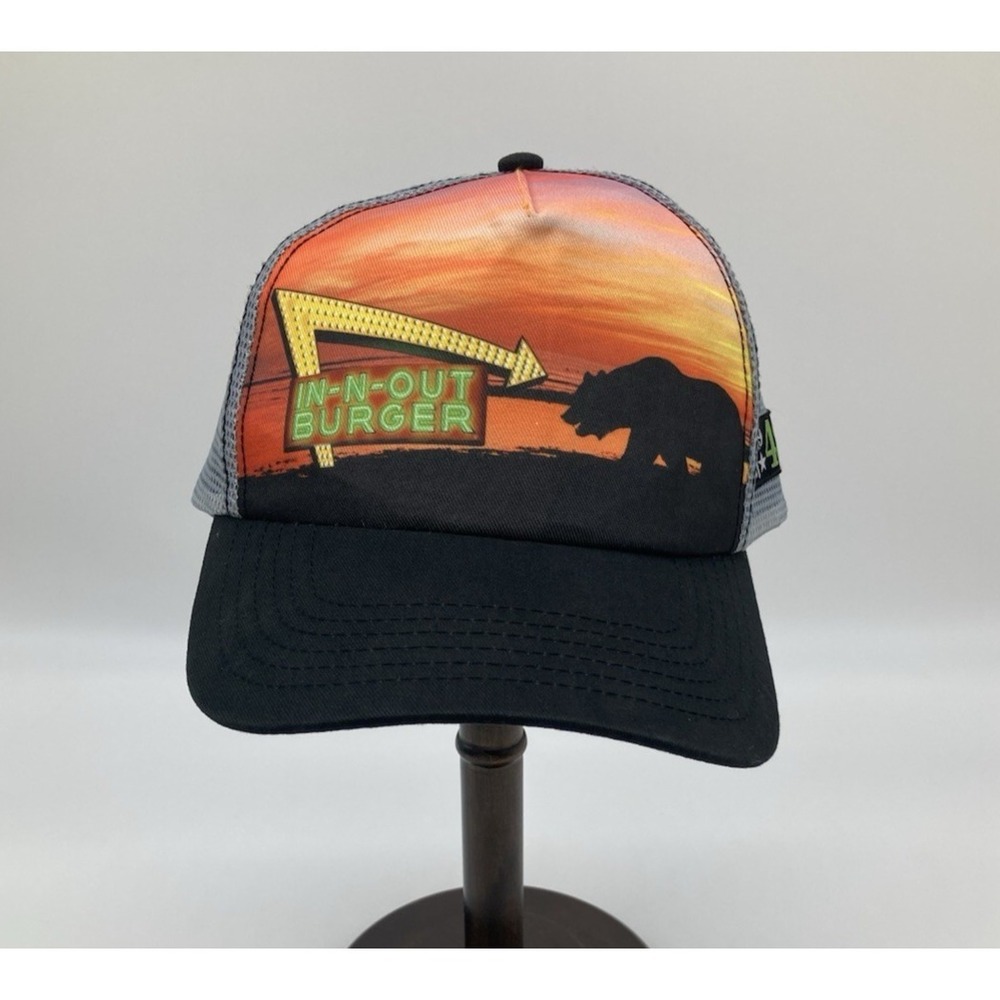 In N Out Burger Snapback Mesh Trucker Hat Baseball Cap‎ Sunset Bear New One Size